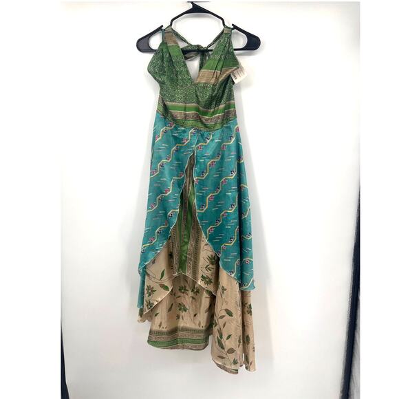 N.I.M.M.I. Dresses & Skirts - NWT NIMMI L Halter Handkerchief Midi Dress Layered Boho Fairy Hippie Floral Vaca